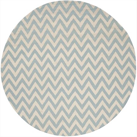 Safavieh 6 ft. x 6 ft. Round Contemporary Dhurries- Blue and Ivory- Flatweave Rug DHU557B-6R
